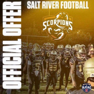 After a great conversation with <a href="/CoachCast67/">KAS</a> blessed to receive an offer from <a href="/SaltRiverFB/">Salt River Scorpions JUCO Football</a> @coacchorne               #OpportunityU #FeeltheSting