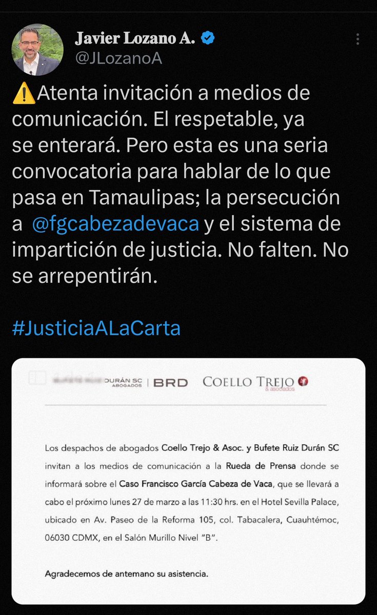 ¿Sabrá la DEA <a href="/DEAWashingtonDC/">DEAWashington</a> que la derecha es el verdadero cartel y que son ellos quienes no permiten que caigan los capos? Aquí el mayor huachicolero <a href="/JLozanoA/">𝐉𝐚𝐯𝐢𝐞𝐫 𝐋𝐨𝐳𝐚𝐧𝐨 𝐀.</a>  defendiendo al narcogoberladrón <a href="/fgcabezadevaca/">Fco. Cabeza de Vaca</a> con el abogado de los narcos Javier Coello Trejo