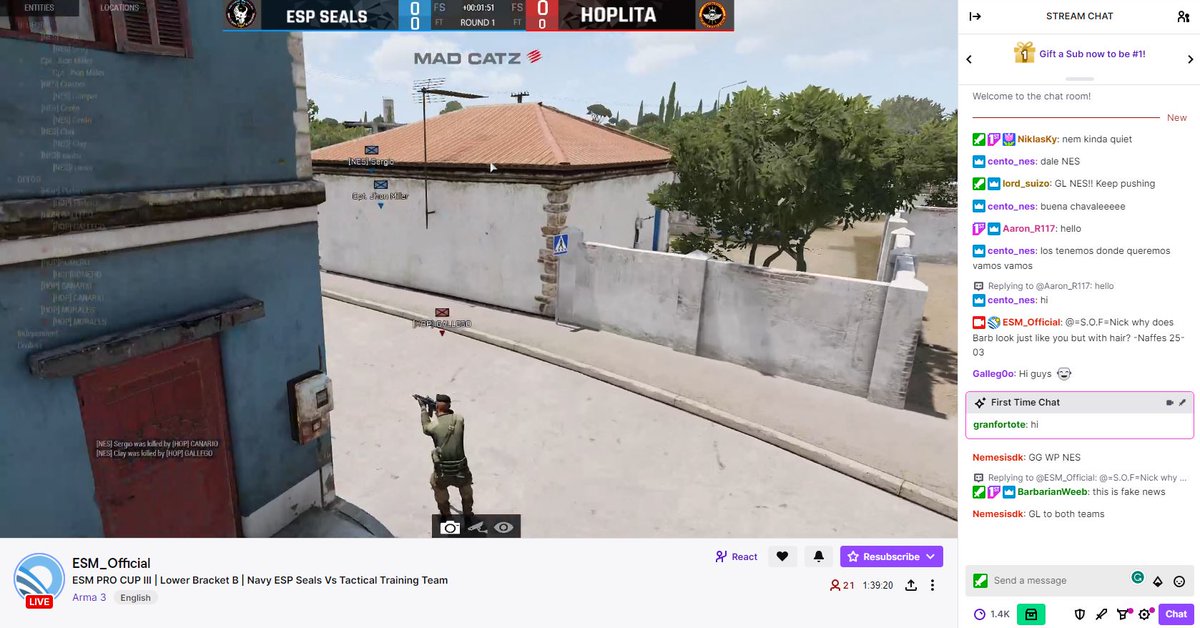 Hello #Arma3eSports community, watch 🔴 LIVE now the match for the 🥉 3rd place between 🇪🇸 Navy ESP Seals and 🇪🇸 DIVISIÓN HOPLITA

Twitch twitch.tv/esm_official

#Arma3 #PROCircuitCUPIII