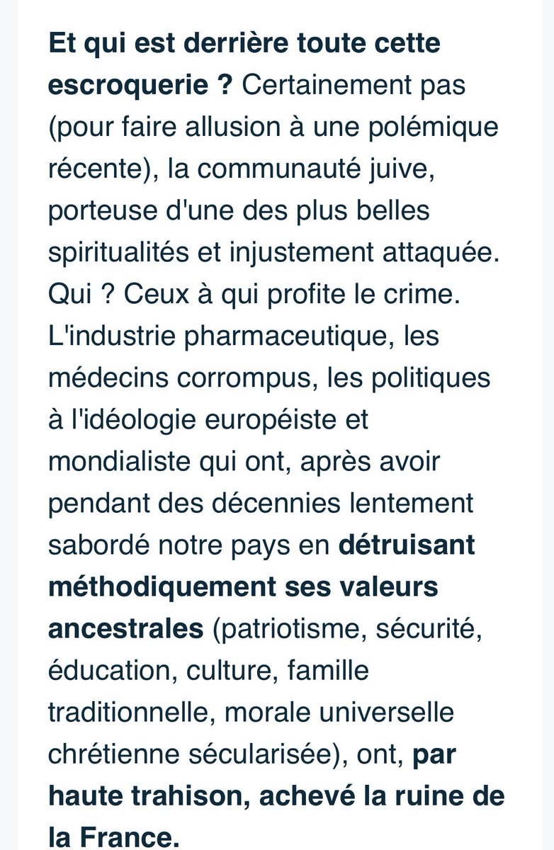 A votre avis. Dans ce  texte qui parle de la polémique sur l’Hydroxycholoroquine et qui défendait les positions de l’IHU, qui est dénoncé? Que pensez vous de la prévention initiale sur les juifs?