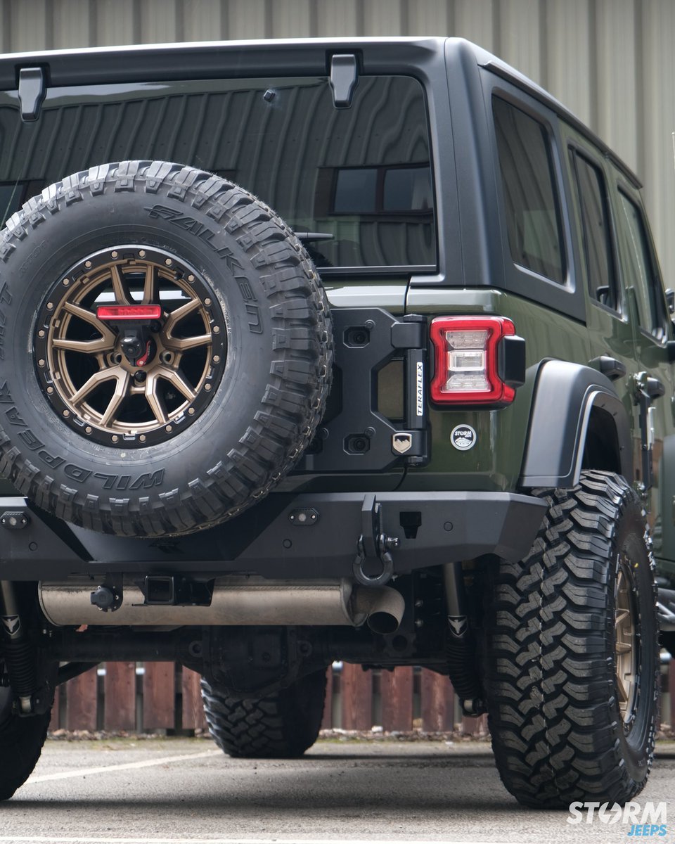 Sarge Green and matt bronze is such a great colour combo on the Wrangler. We've just finished up this conversion on a customers JL Rubicon. #jeep #greenjeep #wranglerjl #stormjeeps #wrangler