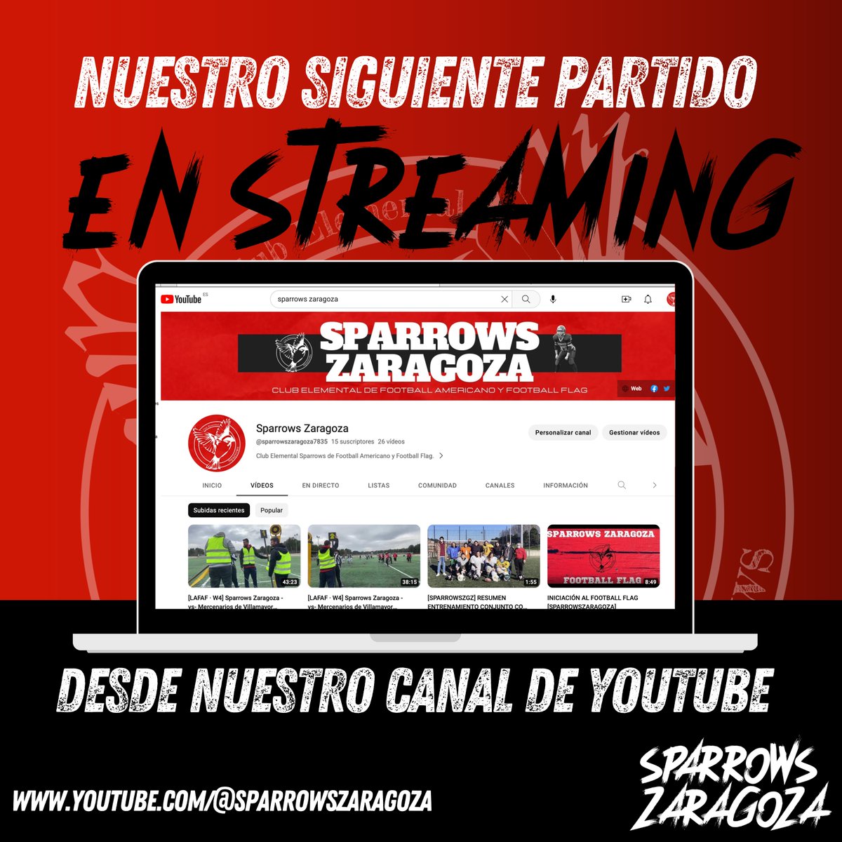 ¡Síguenos en YouTube para no perderte nuestro próximo partido!