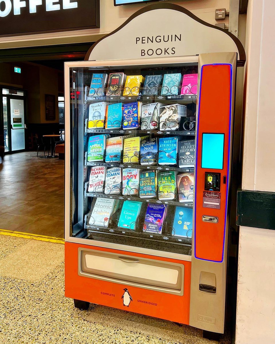 Just seen this posted on Facebook.  A <a href="/PenguinBooks/">Penguin Books</a> vending machine!!  Love this idea.  This one is at Exeter St David’s railways station! #penguinbooks #author #vendingmachine #novels