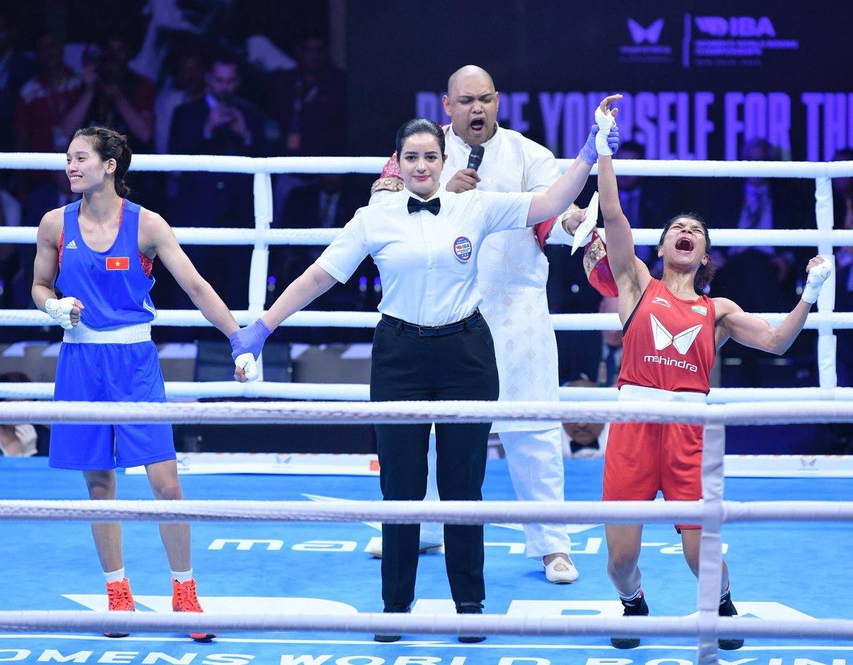 The 🥊 QUEEN SLAYS AGAIN! 

@nikhat_zareen clinches 🇮🇳's 3⃣rd 🥇at the IBA Women's Boxing Championships 2023, becomes 2⃣ time World Champion

The #TOPSchemeAthlete defeats two times Asian Champion Nguyen Thi Tam 5-0 in the 50 kg Weight Category

Congratulations champion 🇮🇳👏