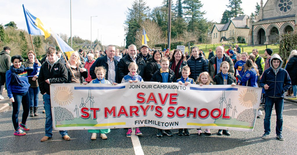 MairaidMcMahon's tweet photo. Ever wondered what it looks like when hundreds of people unite to oppose the implementation of a public policy? This ⬇️ is what it looks like right here 💪 Thank you to the amazing people of #Fivemiletown for showing their support for the campaign to #SaveStMarys https://t.co/iSHiihIFFA
