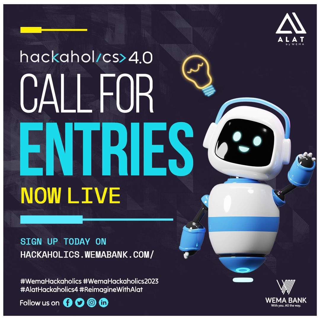 Mbahdeyforyou's tweet photo. 🚨GIVEAWAY!

5k for 6people

@wemabank is hosting Hackaholics 4.0 for techies with ideas in need of sponsorship.

To win;
- Rt Tweet
- Signup for the program👇🏽

https://t.co/uSqqj4JzoL or https://t.co/aEcu6pId9K 

-  Screenshot of signup &amp; send aza

(must be following @wemabank) https://t.co/LXzCf9D3uH