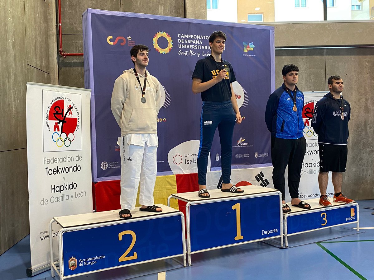 UCAM_Deportes's tweet photo. 6️⃣ medallas para la @UCAM en el #CEU2023 de Taekwondo en Burgos 🥋🇪🇸

🥇 Raquel Guillén
🥇 @RamonRuizTkd 
🥇 Andreu Pérez
🥉 Beatriz Núñez
🥉 Yosthin Benjamin 
🥉 Por equipos

¡Enhorabuena a todos! 👏👏

#OrgulloUCAM https://t.co/WZPJ6VIvh9