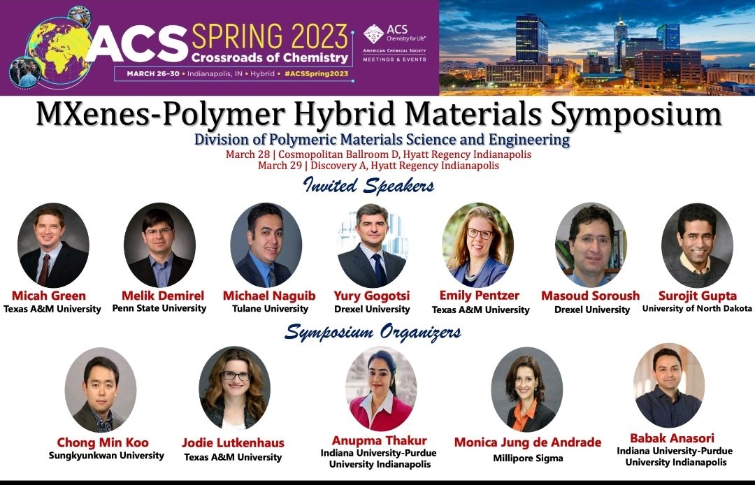 Are you attending #ACSSpring2023 ?

Join us for  #MXenes Polymer Hybrid Materials Symposium at #ACSIndy 
Don't wait - mark your calendar & join us for an unforgettable experience!
@2dMxenes @IUPUI @ACSUndergrad 
@ACSonC @AmerChemSociety 
@acspmse @IUPUIJaguars #ACS2023  #ACS