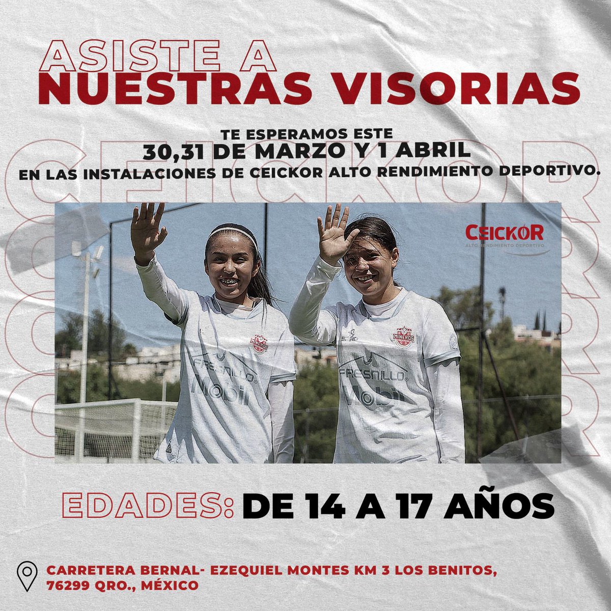 ✨CUMPLE TU SUEÑO✨

Regístrate y asiste a las visorias que <a href="/CEICKOR_ard/">CEICKOR Alto Rendimiento Deportivo</a> tiene para ti. 

¡Este es tu momento de brillar!

👉🏻 ceickoraltorendimiento.com/visoria-mujeres

#DePieConQro