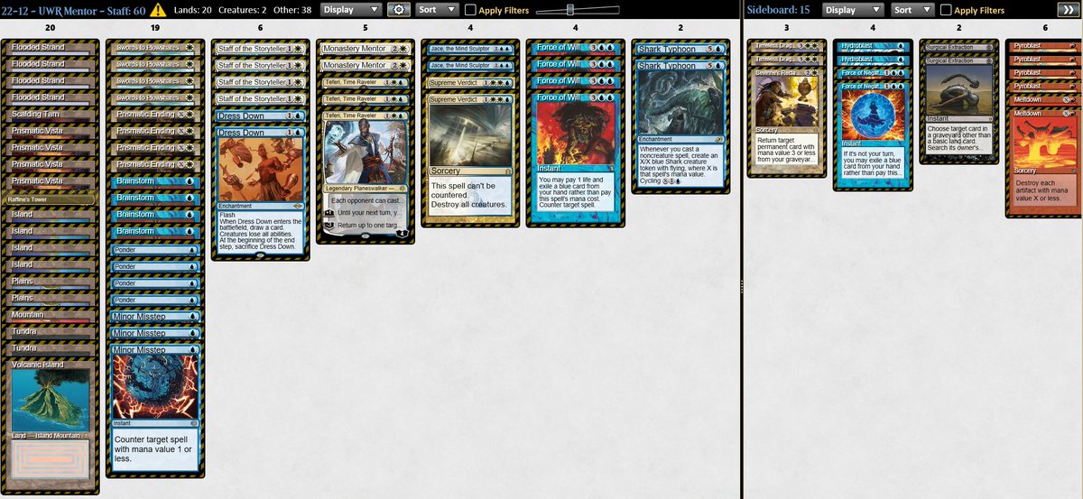 Lost in Top4 in the last tournament of the <a href="/blue_dojo/">Blue Dojo - Legacy City Temple</a> league with this beauty.
Very strong and proactive decklist.

Jeskay Control ID
UB Shadow OO
Bant Aggro XX
D&amp;T OO
UG SHow Atraxa OO
Hammertime OO
Mono Red Stompy XOX