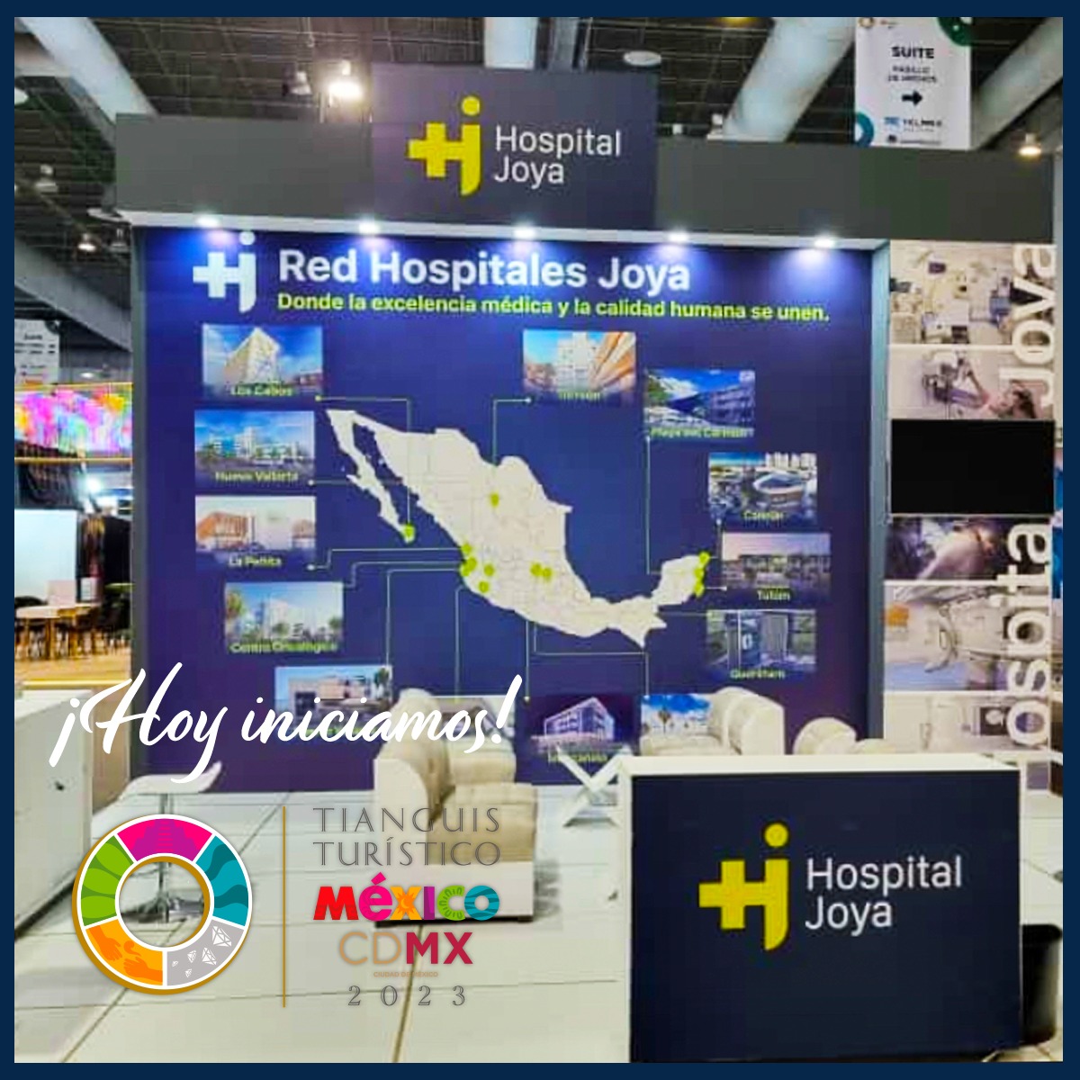 Hospital Joya está emocionado de participar en el Tianguis Turístico 2023 como el primer hospital invitado en la historia del evento. Nos enorgullece presentar nuestros servicios de salud de alta calidad a la industria turística. #TianguisTurístico2023 #IndustriaTurística