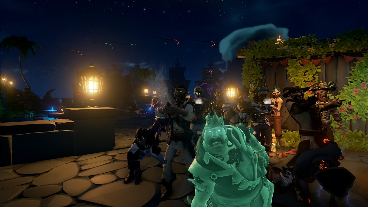 ooharmi's tweet photo. Had some late night shenanigans last night, but as exhausted as I was after work, I'm happy I got to join on some fun even if it was for a little bit. Thanks to these pirates for the laughs and gold!🧡🏴‍☠️
#WeShallSailTogether #SoTAnniversaryPromo #SeaOfThieves https://t.co/0PK8qyWCuP