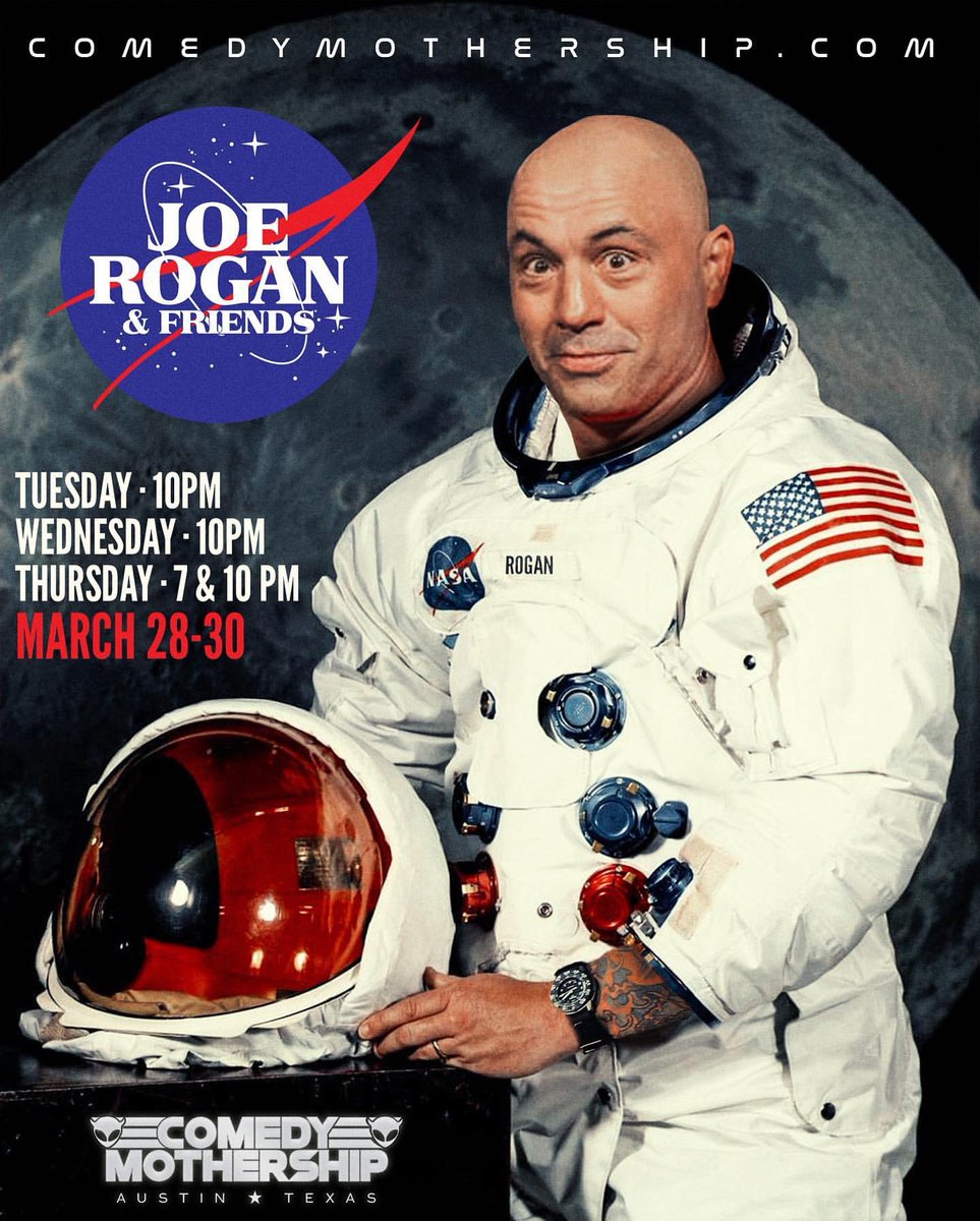 joerogan's tweet photo. We’re gearing up for a fun week at the @MothershipATX ! Tickets go on sale today at 2pm CST https://t.co/Fl4CW5RFsF https://t.co/8xLLO8RMF9