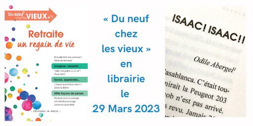 Qui sont-ils ? Vos grands-parents, vos parents, vous-même bientôt ou déjà ? Une chose est sûre : il y a «  Du Neuf chez les Vieux », une nouvelle collection <a href="/EditionsInPress/">Éditions In Press</a> en librairie le 29 mars !
Vous y trouverez une nouvelle dont je suis l’autrice😉#litterature #retraite