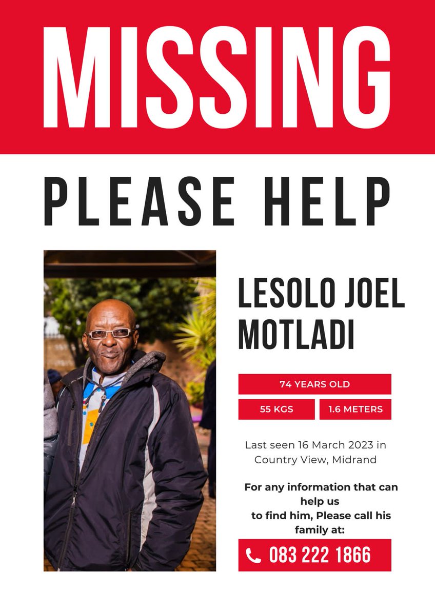 siye_kunene's tweet photo. Any help would be appreciated 🙏

#Missing #MissingPerson https://t.co/4HGmjaIhvA