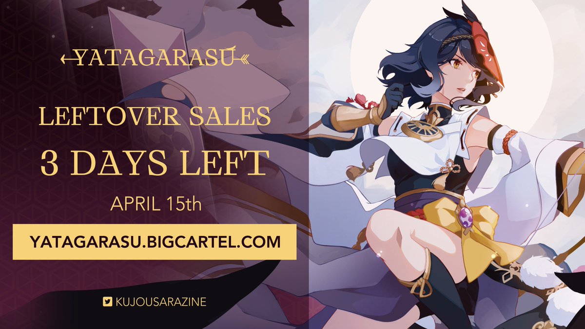 kujousarazine's tweet photo. 🪶3 DAYS LEFT🪶
The clock is ticking! We are sure Madam Kujou wouldn't mind waiting another 5 minutes...but who would want to keep this queen waiting
🐦https://t.co/kN3cHc5LgY https://t.co/Z7dRd3NZzL