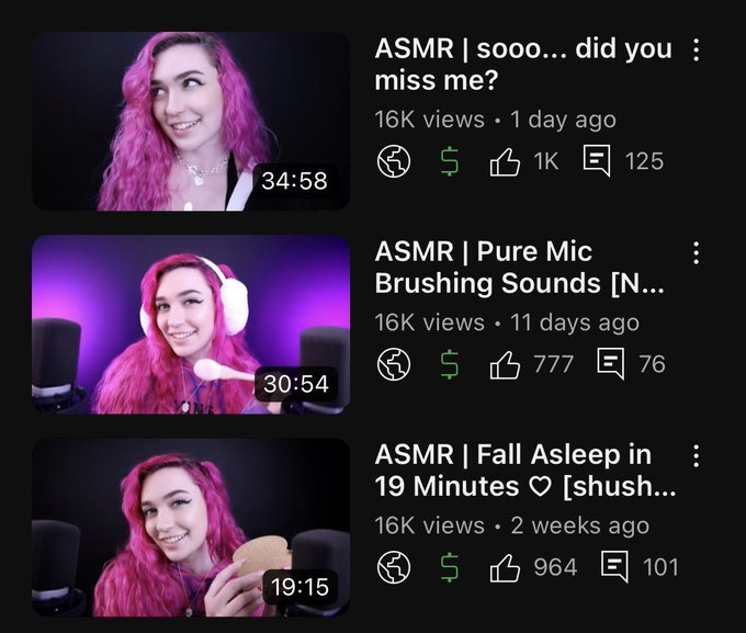 kinda funny how they are all at 16k views but all got there at different times https://t.co/x9NE3Yzf<a href="/tag/asmr"class="tags"><span>#asmr</span></a>