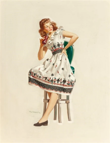 artistsundblom's tweet photo. Sipping her Coca-Cola, Advertisement #haddonsundblom #kitsch https://t.co/UR1B8c5khE https://t.co/8Y7c7JI5xa
