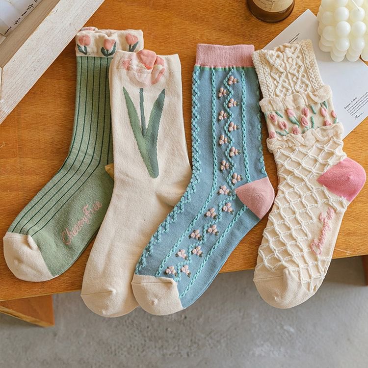 Tulip flower socks