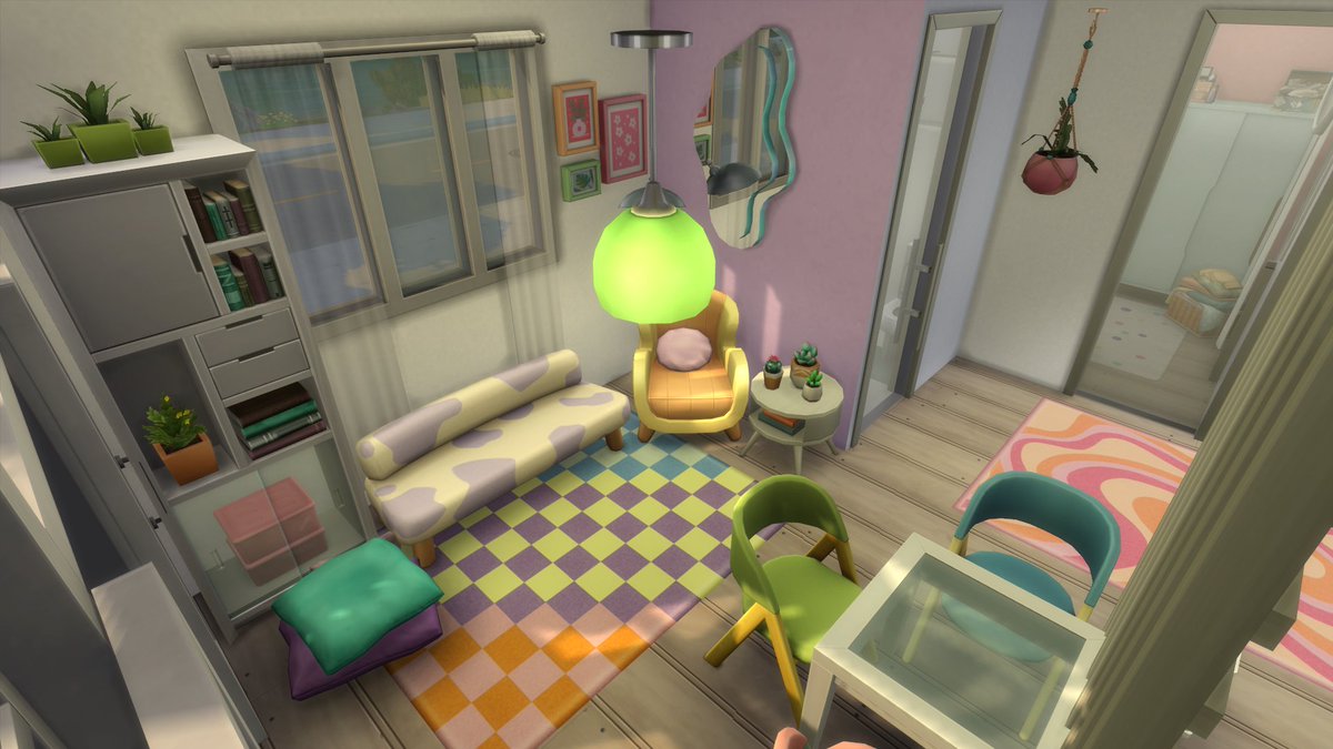 simpunzel's tweet photo. I just uploaded a Modern Pop Tiny Home to the gallery. In love with these happy vibes, even in a modern home. #thesims4 #ShowUsYourBuilds #sims4build #sansequia https://t.co/fpn7D7SgKv