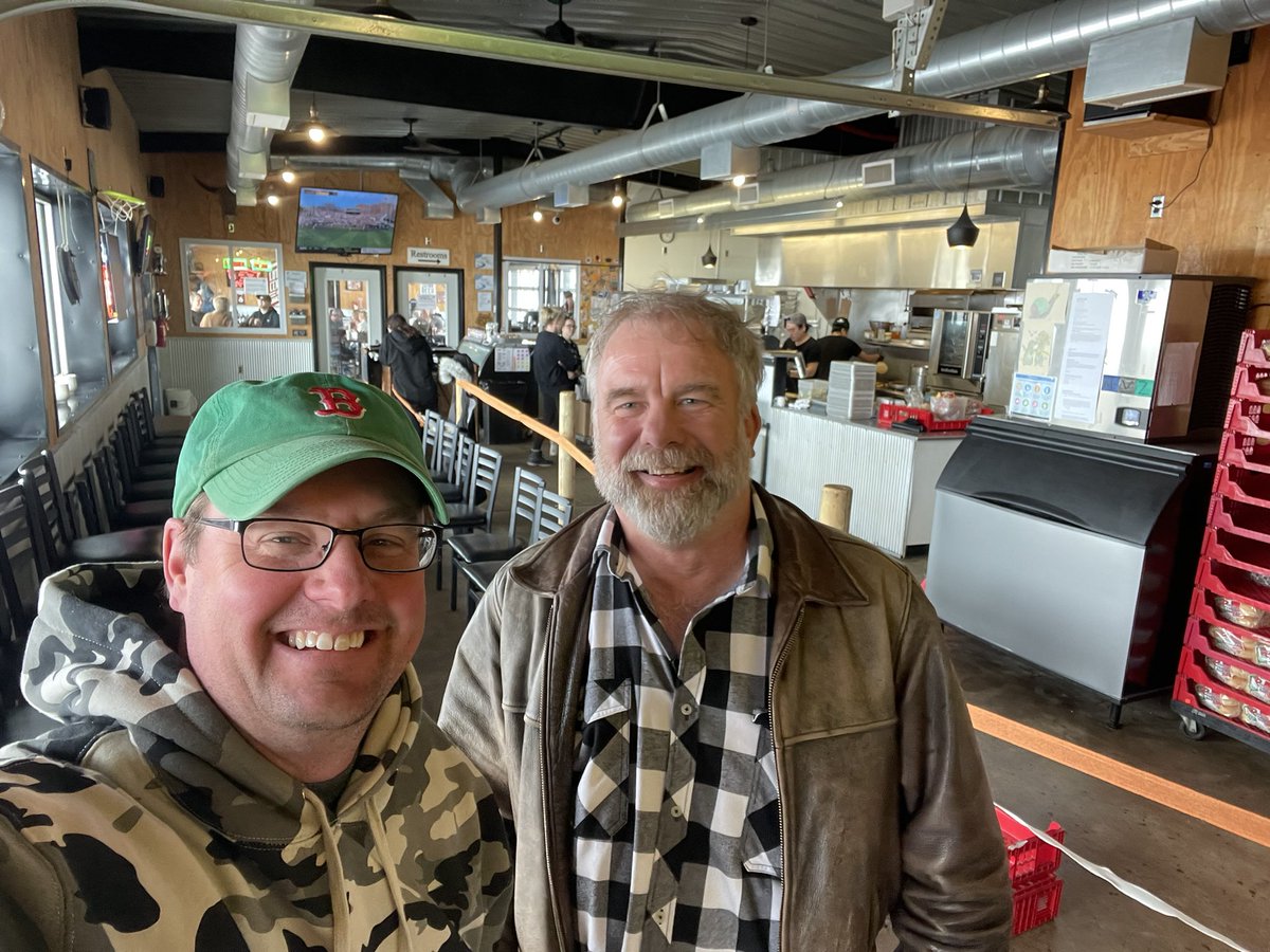 Seeing Randy 2 days in a row in my hood! Let’s make next time on 2 wheels on a trail in Des Moines, we are nearly matchy match today, 😂 #cyclingbuddy #cyclingfriends #cyclingcommunity #bemyteammate #smilingmiles soon ♥️🚲♥️🍺 #thirstypigseverywhere #friends of #thirstypigs