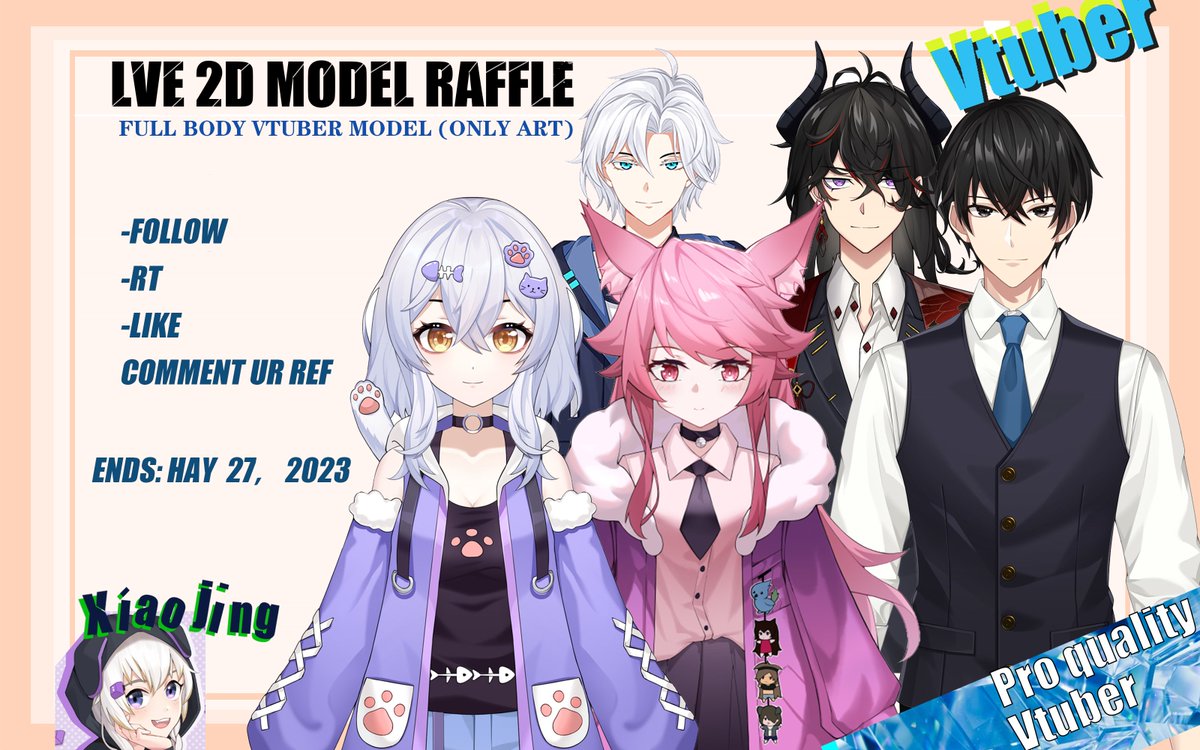 XiaoJin27768943's tweet photo. ✨VTUBER MODEL RAFFLE(ONLY ART，worth/$500)
🍊3 winner =1 winner+ (188RT+299RT) and extra winner
🍊Full Body Art ready for rigging

✨Conditions for participation：
🍊Follow
🍊Like❤️ + RT
🍊Comment your PNG

Ends 05/27 12pm PTY https://t.co/Tmemul1ELX
