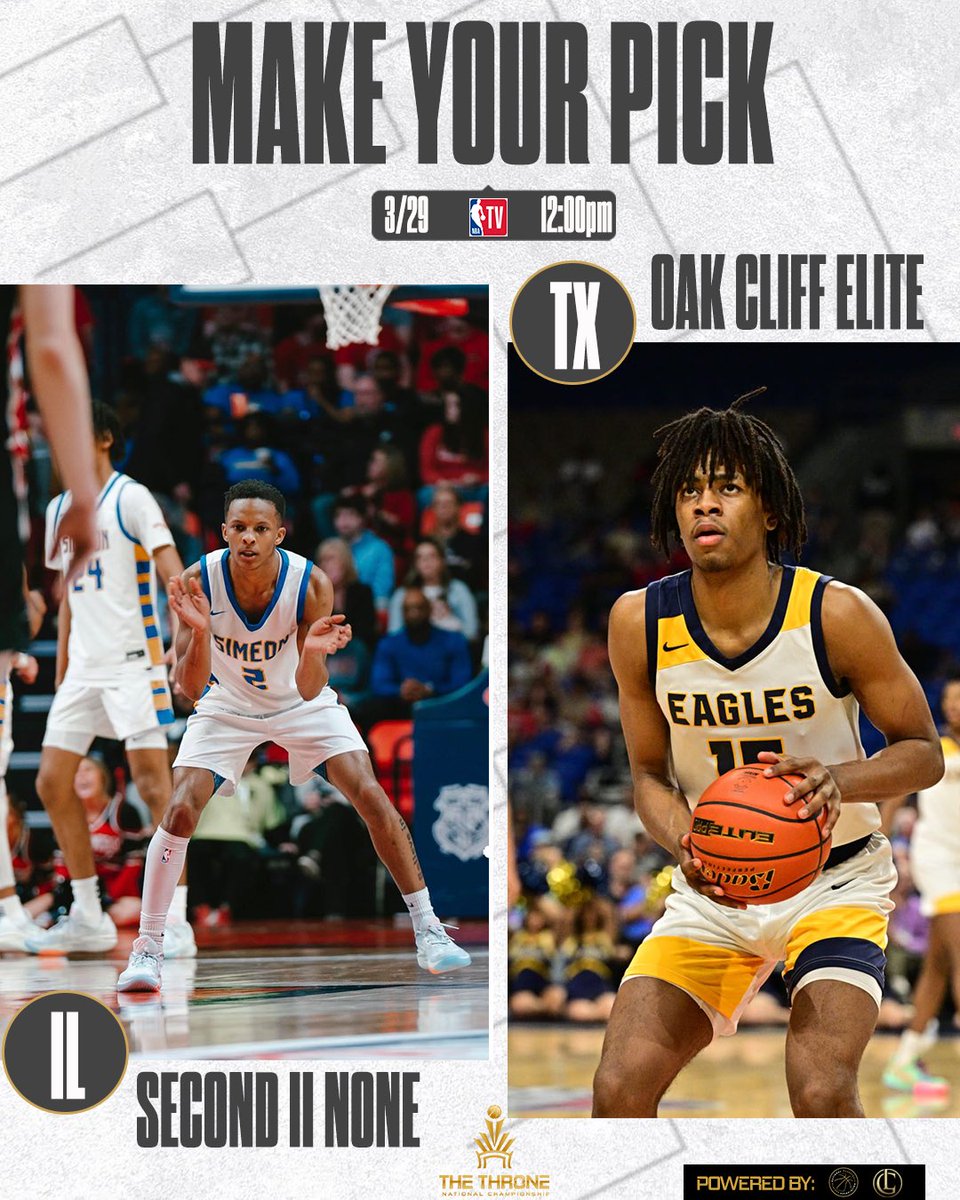 Jalen Griffith and Second II None (IL) take on Jadyn Toppin and soak Cliff Elite (TX) at The Throne. We’re 3 days away from the action at Morehouse College in Atlanta. Who you got? #RoadToTheThrone

Tickets 🎟: thethronehoops.com/tickets/