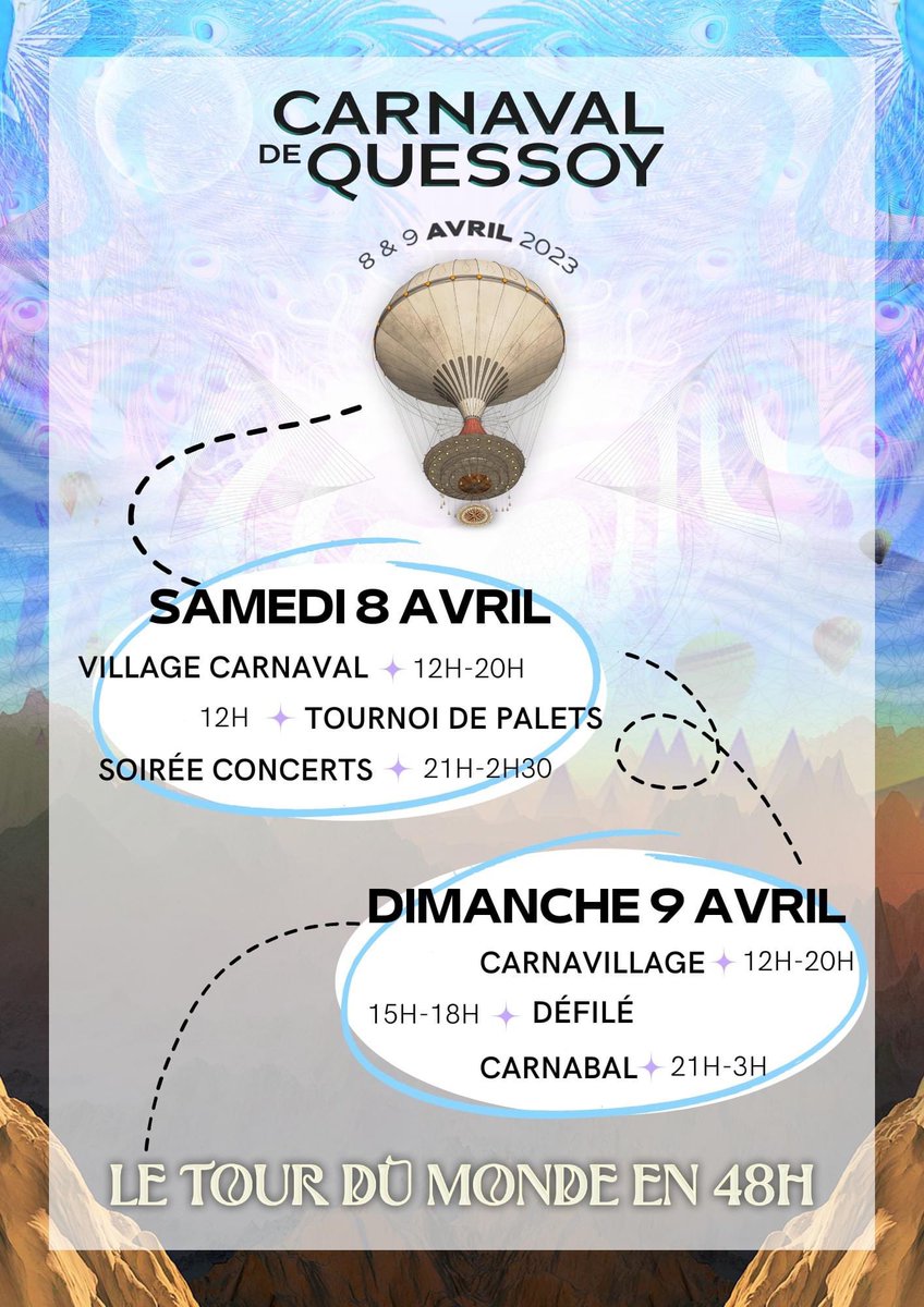 morvancamille1's tweet photo. LE PROGRAMME DU TOUR DU MONDE EN 48h ✈️🧳

#carnavaldequessoy https://t.co/bmSociIW9e