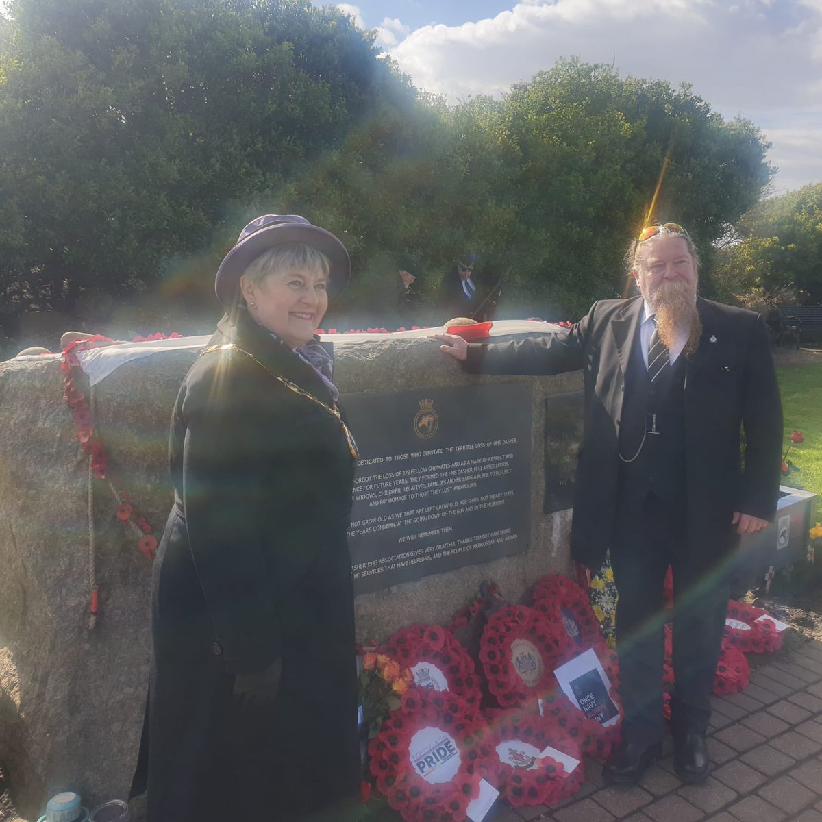 It was a beautiful day to commemorate a terrible disaster 80 years ago of so many #liveslost. Very touching to still have families attend to remember their loved ones. A time to appreciate how fortunate younger generations have been. #HMSDasher