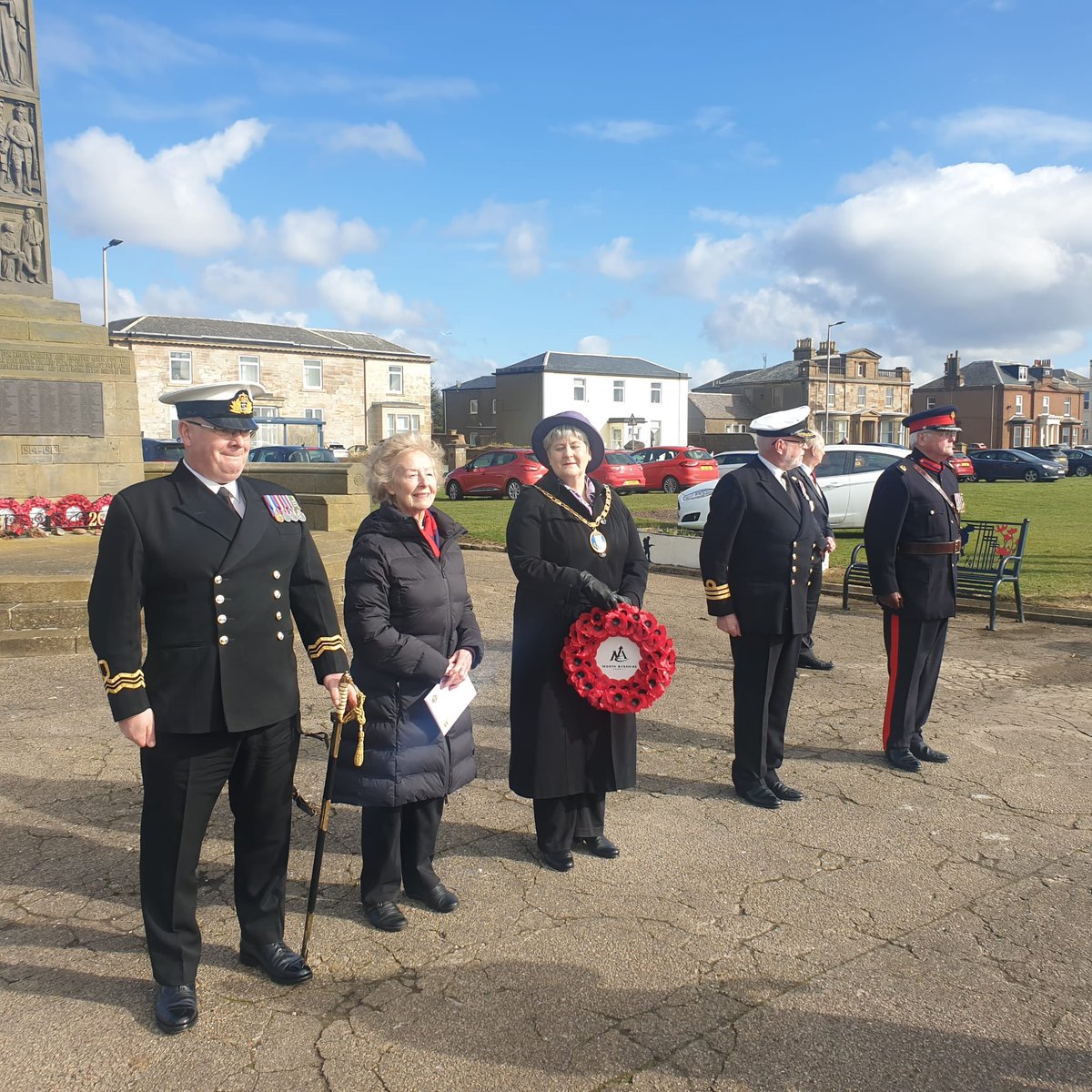 Anthea_Dickson's tweet photo. It was a beautiful day to commemorate a terrible disaster 80 years ago of so many #liveslost. Very touching to still have families attend to remember their loved ones. A time to appreciate how fortunate younger generations have been. #HMSDasher https://t.co/YxjKnjkWty