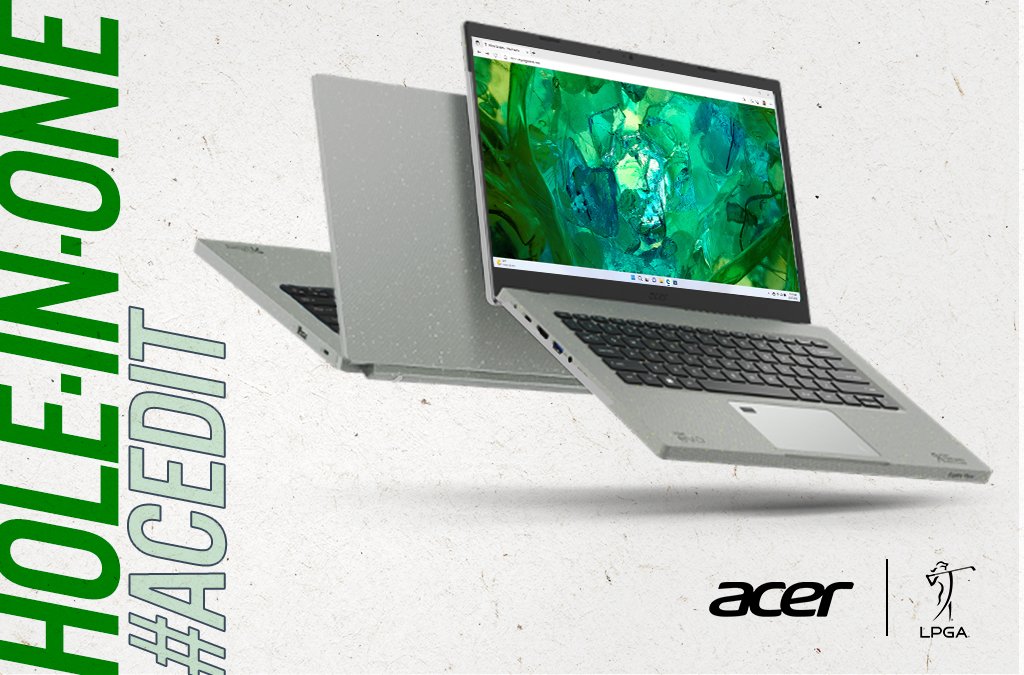 AcerAmerica's tweet image. Nice! The @LPGA’s Gina Kim @gina_kim0504 got a hole-in-one 🏆Enter to win an #AspireVero by 3 p.m. PT on 3/28:  
 
⛳ Follow @AcerAmerica  
⛳ Retweet this post using #AcedIt  
⛳  Tag a friend (every tag is a new entry) 

No purchase necessary. See T&amp;amp;C: acer.link/3TSwAEI