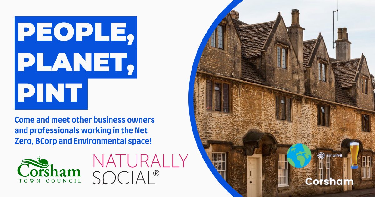 Our last good news story of the month… #PeoplePlanetPint is back on Thursday! Come to @MethuenArms in #Corsham to chat about all things #sustainability! First drink is free. ow.ly/IhEx50N5QIy