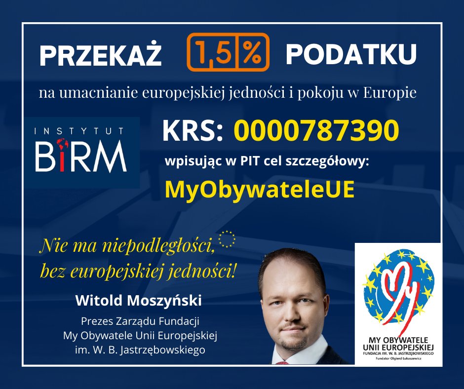 WitoldMoszynski's tweet photo. Czy wiesz, że możesz bezgotówkowo wesprzeć projekty Fundacji My Obywatele Unii Europejskiej im. Wojciecha B. Jastrzębowskiego (https://t.co/CzyFURh6UZ)?

Pomóż nam działać, ciesz się i korzystaj z obecności PL w UE oraz z pogłębiania współpracy i integracji europejskiej! https://t.co/QNEjWPKdMl