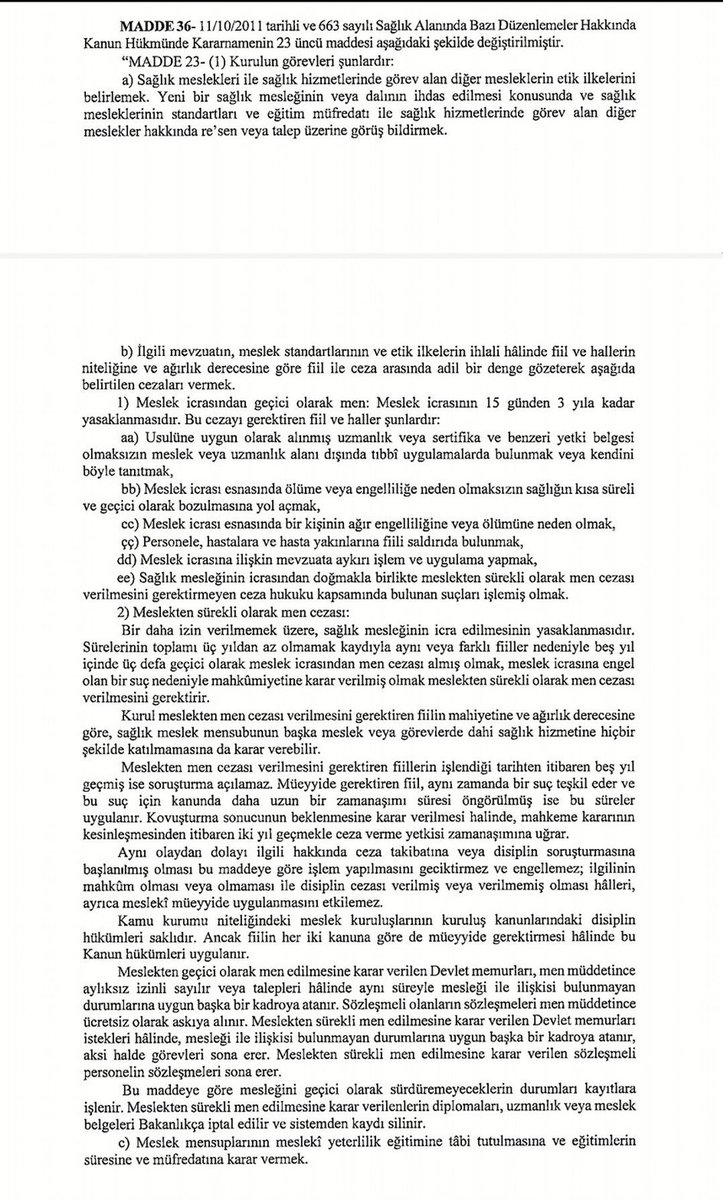 Amaç hekimliği bitirmek mi ?
Son çivi
#663madde23bb

Komplikasyon,bir rahatsızlığın, hastalığın veya tıbbi tedavi işleminin öngörülebilen istenmeyen etkileridir

86 milyon hasta dokunulmaz olacak,185 bin hekimse dokunmak istemeyecektir.Bu teklif sağlık sisteminin harakirisidir.