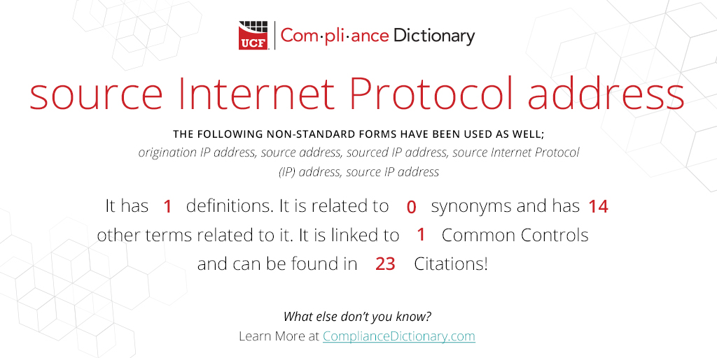 The Compliance Dictionary WotD is "source Internet Protocol address" It means more than you think: ow.ly/zpcc50NrCPu
