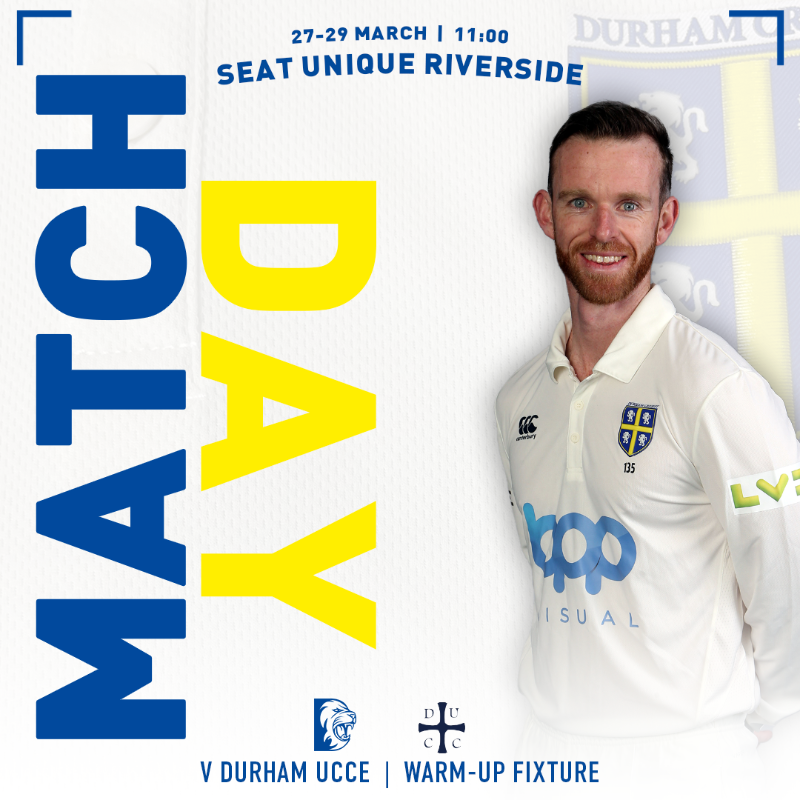DurhamCricket's tweet photo. 𝗠𝗔𝗧𝗖𝗛 𝗗𝗔𝗬

🆚 @DurhamUniCC 
🏟️ Seat Unique Riverside
🏆 Three day warm-up 
⌚️ 11am
📺 Test Stream
 
#ForTheNorth
