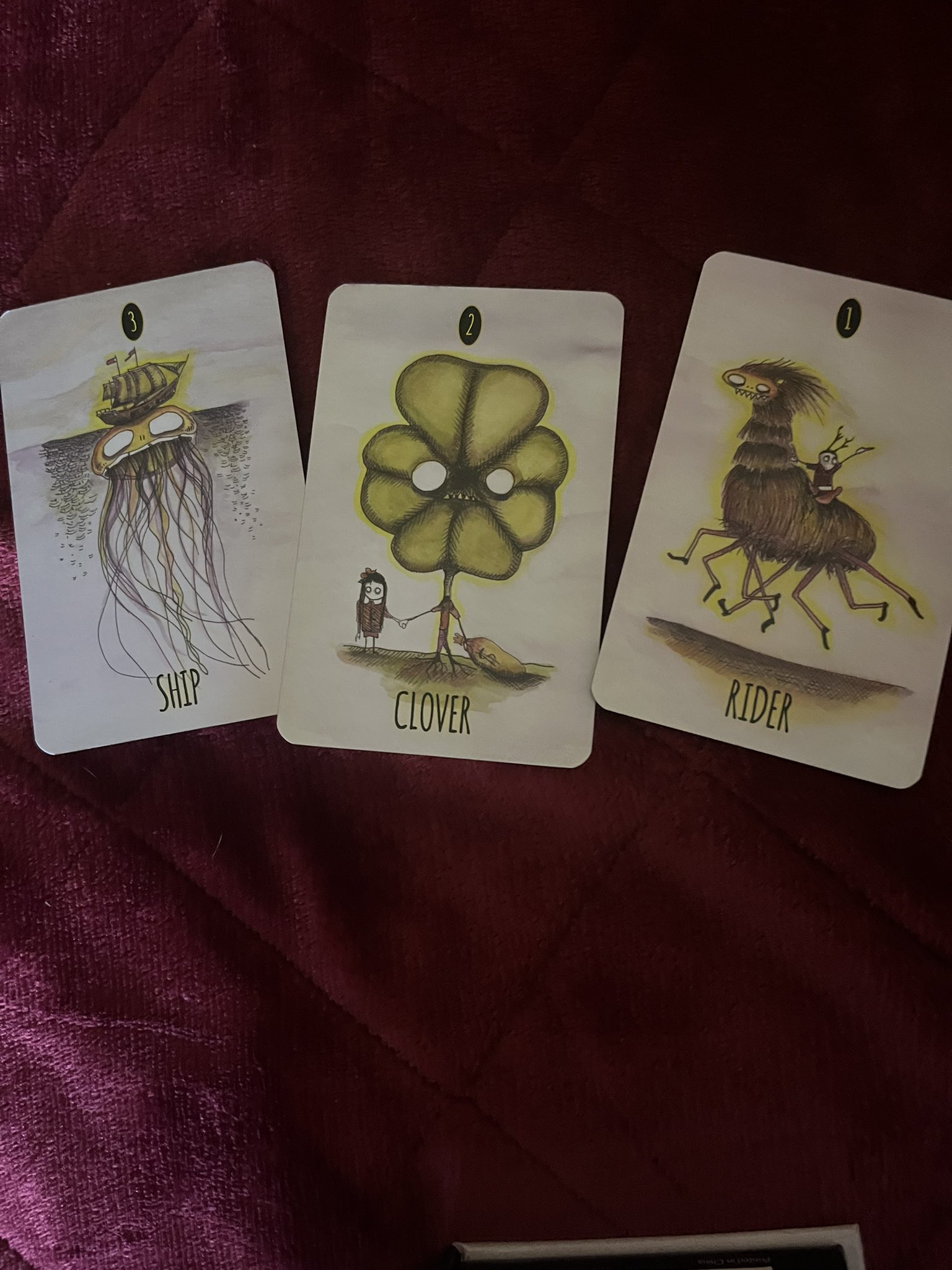 Some of the Shadowland Lenormand deck ⚰️ message me for a drawing! $2.22 per card 🩸 #tarot #witchtwt #TarotReading https://t.co/b3JJUtjHOW