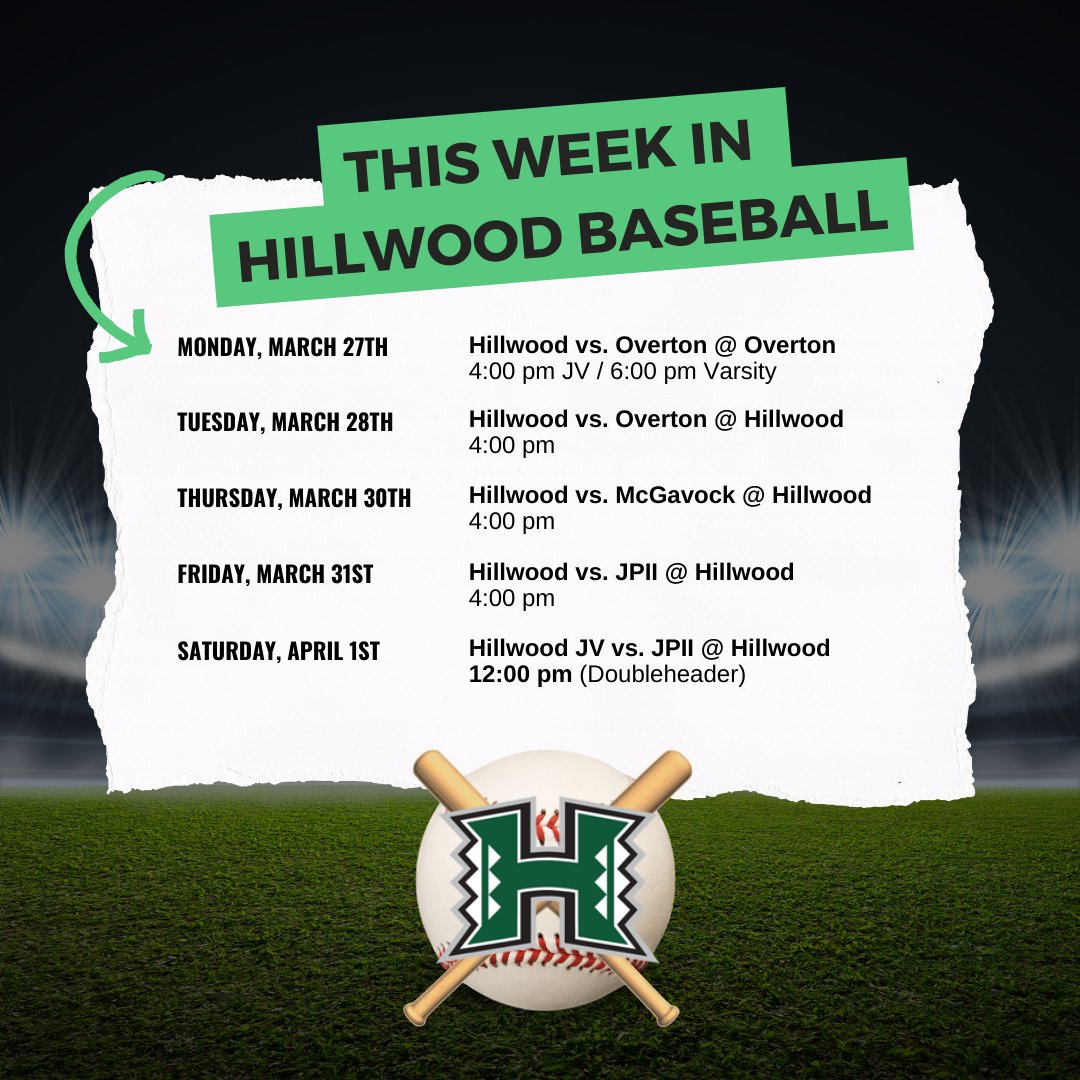 We have a busy week of baseball ahead of us! Come out and cheer on the #Hilltoppers in their final season! #GoHilltoppers #HillwoodsFinalClimb