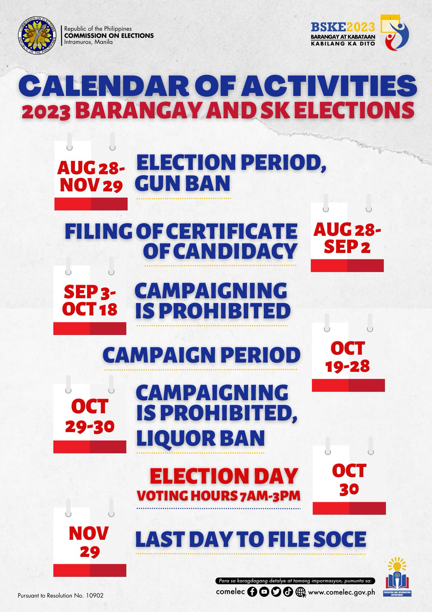 COMELEC on Twitter: "LOOK: Calendar of Activities for the 2023 Barangay