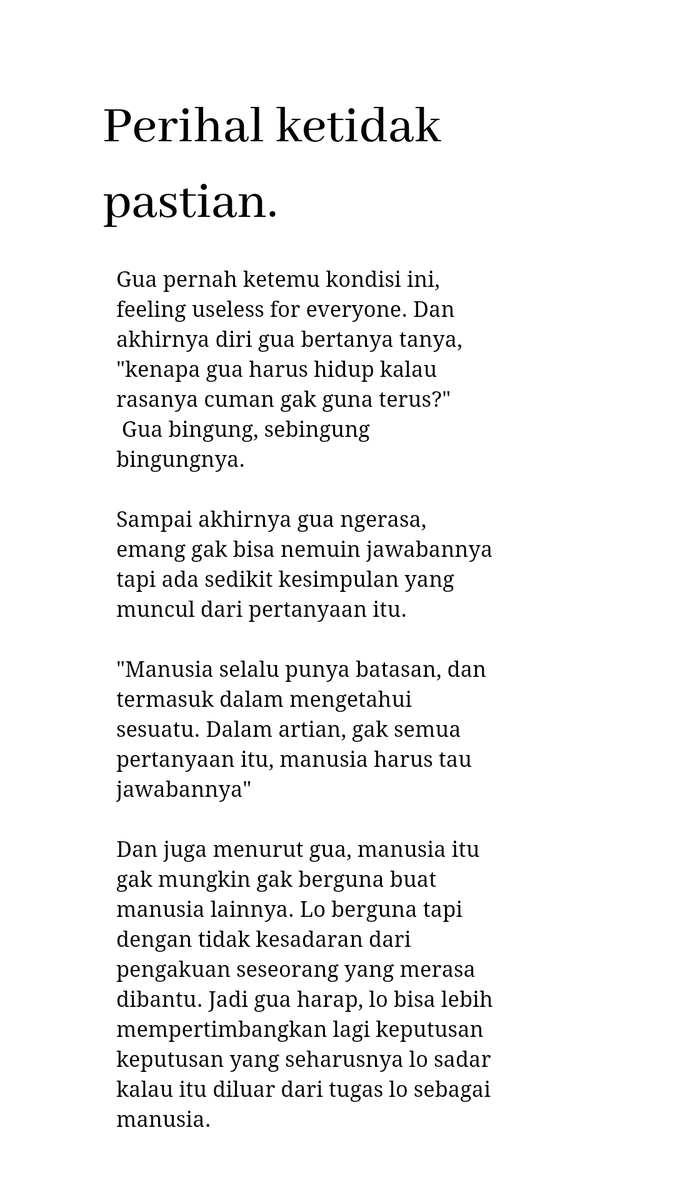 conssumee's tweet photo. @tanyakanrl Ingin hidup tanpa masalah yang seberat dirasakan mungkin lebih tepatnya, gua tau ini basi banget tapi masalah gak pernah datang dengan bobot yang salah pada kemampuan setiap manusia menahan dan melewatinya. Take a deep breathe nder, masih banyak hal kecil di dunia ini yang indah https://t.co/v67jDCJf6l
