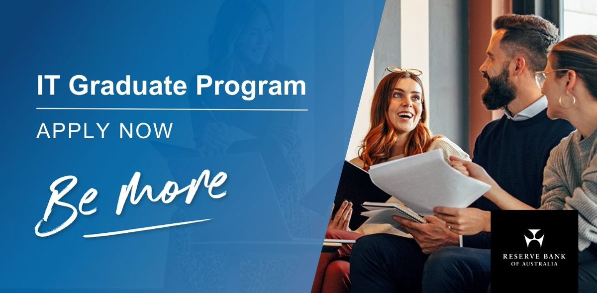 RBAInfo's tweet photo. Applications for our IT Graduate Program are now open. Work behind the scenes on Australia’s most critical core banking and payments platforms while developing industry leading skills. Apply Now https://t.co/cn5W66GejW #RBA #RBAGrad #Graduate #Careers #Grad #ITGrad https://t.co/G52GQTlI9a