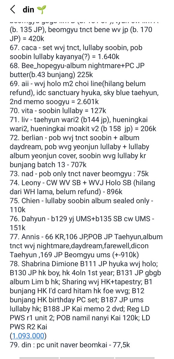 sbtxtea's tweet photo. karena adminnya juga ngilang kita inisiatif buat ngelist sendiri barang apa aja yang belum sampe di anak GO, ini baru diupdate sampe list ke-77 dan belum semua ngelist (still counting) https://t.co/GhnwgvsLma