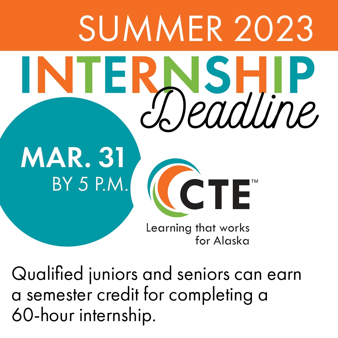 asdcte's tweet photo. If you’re a junior or senior in a CTE pathway don’t miss your chance for a summer internship. The deadline is March 31, 2023! https://t.co/2CxTE8sGBO 

#iamreadyak #ASDCTE #AnchorageSchoolDistrict #CareerTech #CareerEducation #VocationalTech #TechEd #STEM #STEMEducation https://t.co/Ub3nL5F9TJ