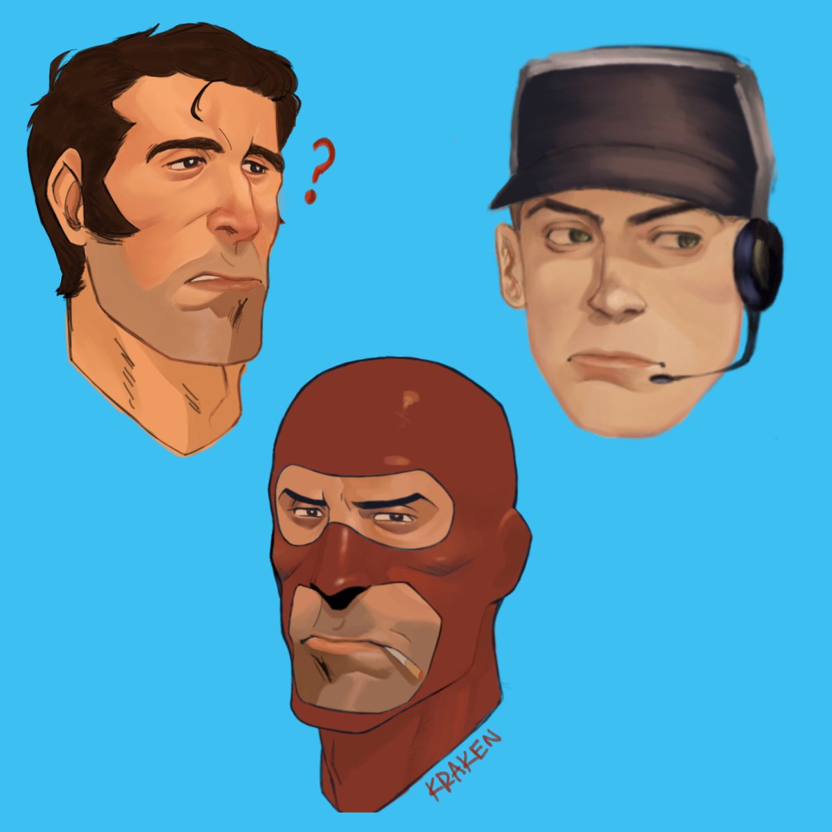krackwacker's tweet photo. we are back 
#tf2medic #tf2sniper #tf2spy #TeamFortress2 #TF2 #digitalart #men https://t.co/IDWu2XJJqP
