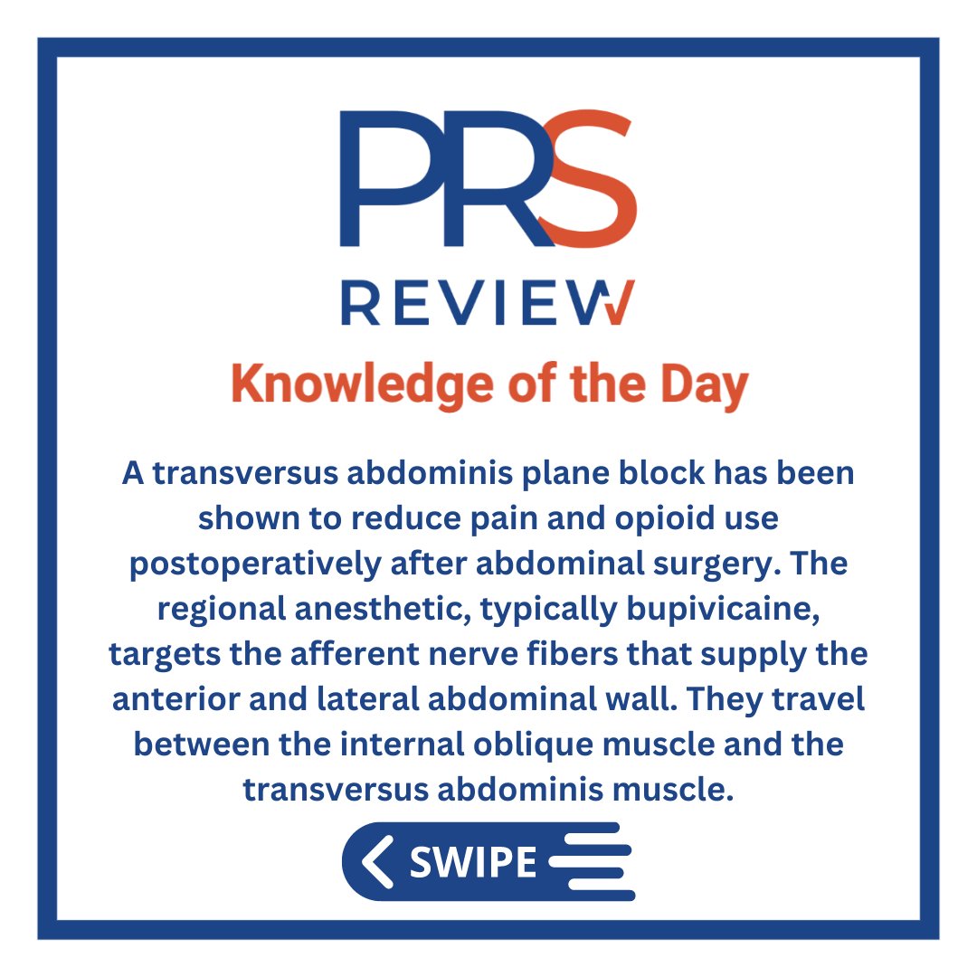 prsreview's tweet image. Transversus abdominis plane block

#prsreview #TAPblock #anesthesia #regionalanesthesia #abdominalsurgery #plasticsurgery #reconstructivesurgery #cosmeticsurgery #surgicaleducation #medicaleducation  #meded #plasticsurgeryresidency #plasticsurgeryfellowship #plasticsurgeon