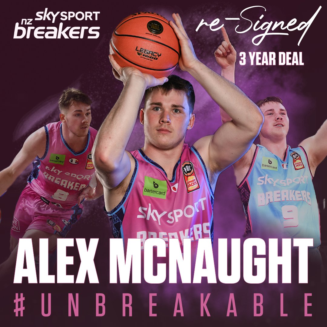 NZBreakers's tweet photo. News out of Breakers camp 📝

Alex McNaught signs on for👌 more years as a development player!! 

#UNBREAKABLE https://t.co/tWAqOL1X7K