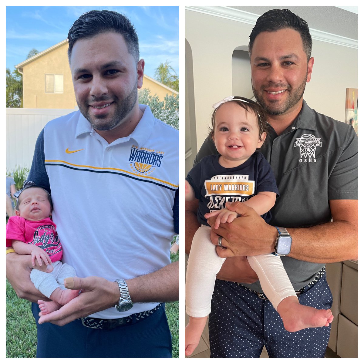 Team banquet today for the Lady Warriors. Coach Harper has changed a bit in 11 months! 👐🏽💙💛