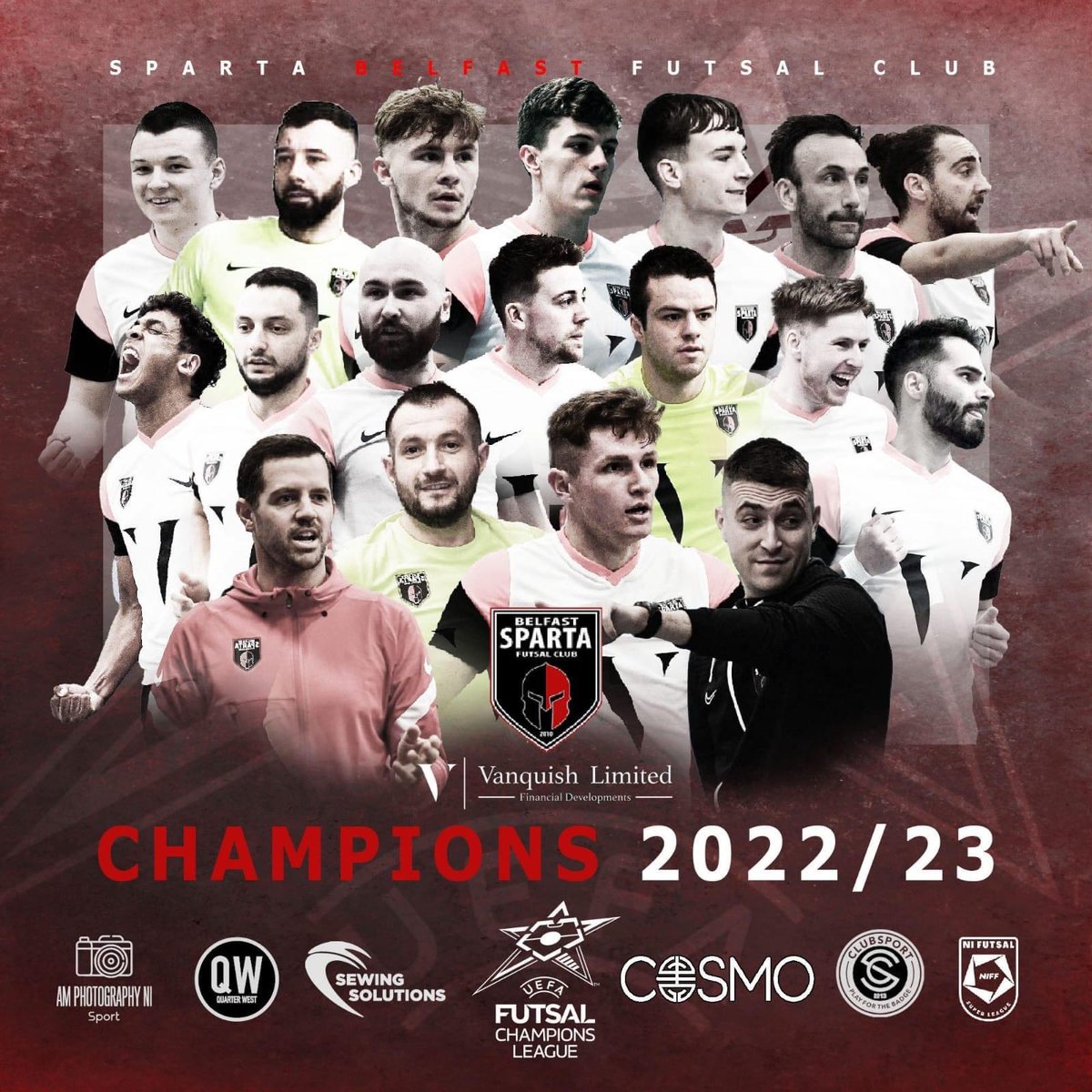 MattMcErlain's tweet photo. @FutsalNI Playoff Champions 🏆

Next stop: @UEFAFutsal Champions League ✈️

@SpartaBelfastFC ❤️🖤 https://t.co/cQCQvW2P4R