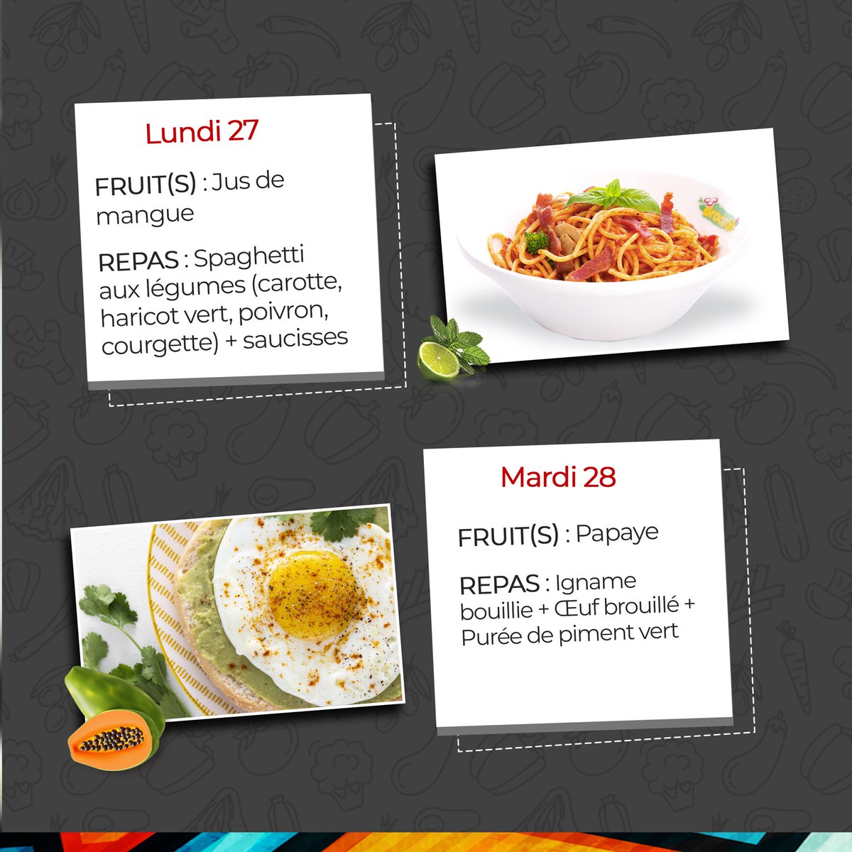 oukoikan's tweet photo. Qu’est-ce que vous cuisinez demain soir? Et mardi soir après votre journée épuisante? 
Nous avons réfléchi à votre place et fait des propositions. Vous n’avez plus qu’à enregistrer le menu et faire vos courses en conséquence. 
#oukoikan #menu #mangersain #cuisine #cuisinemaison https://t.co/P5KM3MhARt