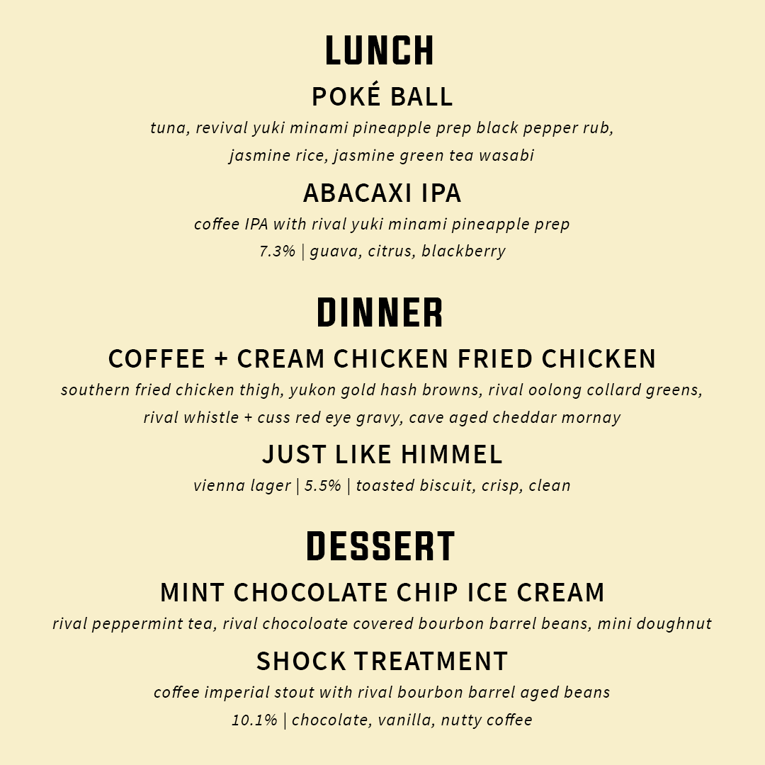 New Ridge Brewing Company (@newridgebrewing) on Twitter photo ☕️ RIVAL BEER DINNER RESERVATIONS OPEN ☕️
We're going with a Breakfast, Lunch and Dinner theme for this one! All courses made with amazing coffees and teas from <a href="/rivalbroscoffee/">Rival Bros Coffee</a>, each paired with a New Ridge beer.
This one will sell out fast! Reserve your spot:
215.330.HOPS ☕️ RIVAL BEER DINNER RESERVATIONS OPEN ☕️
We're going with a Breakfast, Lunch and Dinner theme for this one! All courses made with amazing coffees and teas from <a href="/rivalbroscoffee/">Rival Bros Coffee</a>, each paired with a New Ridge beer.
This one will sell out fast! Reserve your spot:
215.330.HOPS